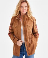 Style & Co Women's Embroidered-Sleeve Field Jacket, Created for Macy's