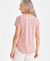 Style & Co Petite Floral-Print T-Shirt, Created for Macy's