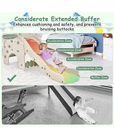 Costway 3-in-1 Toddler Slide with Buffer Zone Basketball Hoop & Ball Elephant Design
