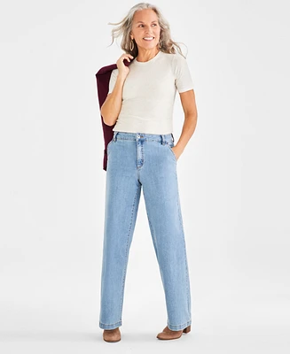 Style & Co Petite High-Rise Wide-Leg Jeans, Created for Macy's