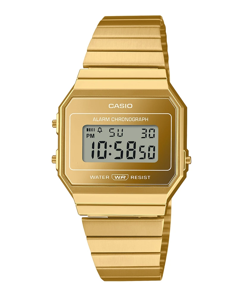 Casio Unisex Digital Gold Tone Stainless Steel Watch, 35.5mm A700WEVG-9AVT