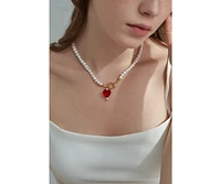 Kokoro Freshwater Pearl Heart Necklace 16" For Women