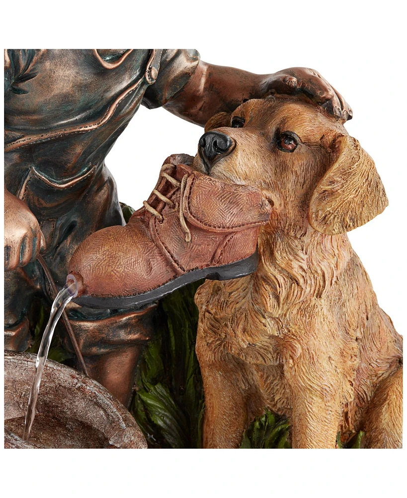 Northport Modern Boy Plays with Dog Outdoor Floor Water Fountain 24 3/4" High Modern for Garden Backyard Patio Porch Home Bedroom House Living Room Re