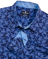 Brooklyn Brigade Men's Non-Iron Performance Stretch Moisture-Wicking Abstract Floral Button-Down Shirt