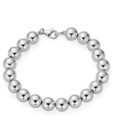 Bling Jewelry Simple Plain Hand Strung Polish Round Light Weight Sterling Silver Bead 10MM Ball Strand Bracelet For Women 8 Inch