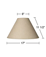 Set of 2 Empire Lamp Shades Fine Burlap Beige Large 6" Top x 17" Bottom x 11.5" High Spider with Replacement Harp and Finial Fitting - Springcrest