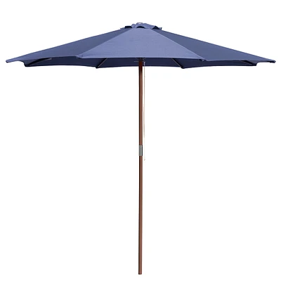 Yescom 9FT Wooden Patio Umbrella UV30+ for Beach Pool Wedding Party Table Market Garden Yard Hotel Deck Cafe Navy