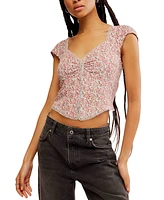 Free People Women's Faye Floral-Print Ruched Top