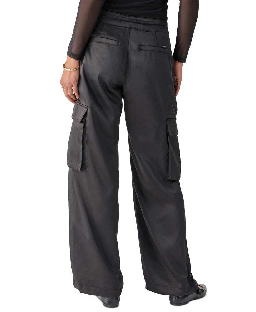 Sanctuary Women's Eve Semi-High-Rise Satin Cargo Pants