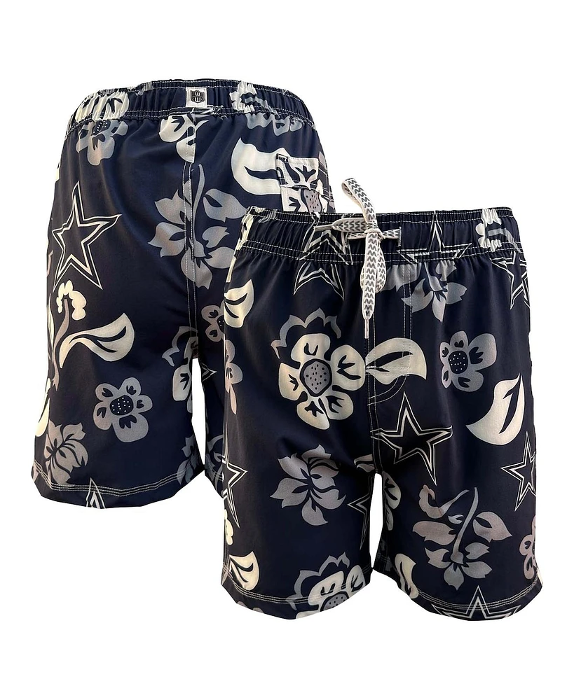 Wes & Willy Big Boys and Girls Navy Dallas Cowboys Floral Volley Swim Trunks