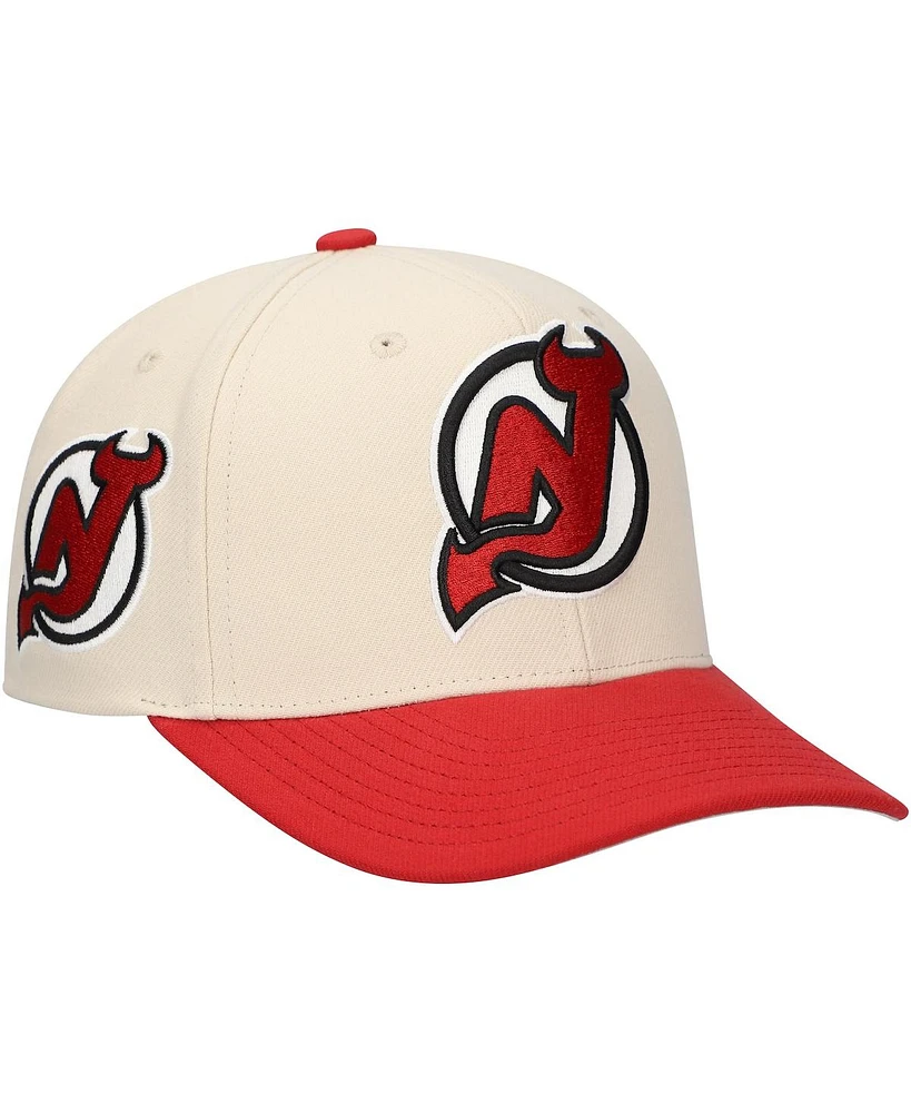 Mitchell & Ness Men's Cream/Red New Jersey Devils Game On 2-Tone Pro Adjustable Hat