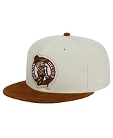 New Era Men's Cream/Brown Boston Celtics 2-Tone Corduroy Visor 59FIFTY Fitted Hat