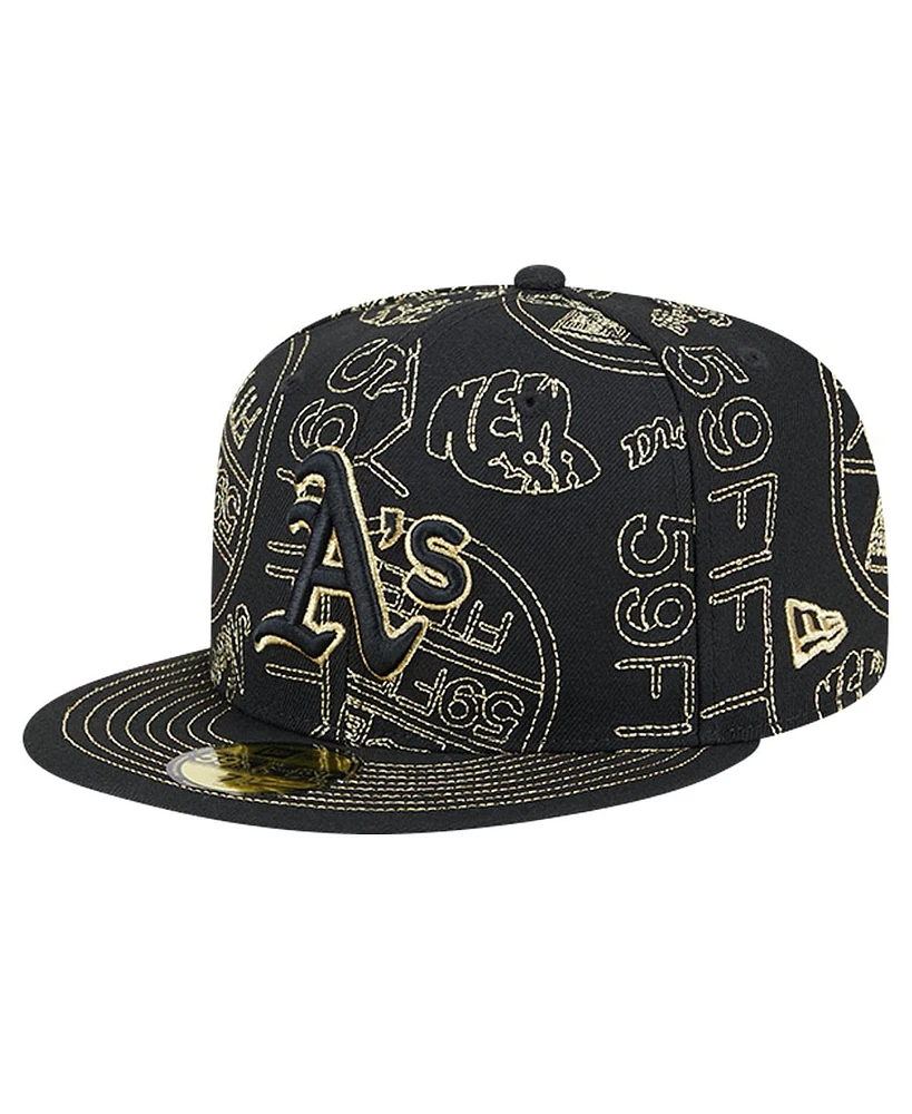 New Era Men's Black Oakland Athletics 59FIFTY Day Allover Fitted Hat