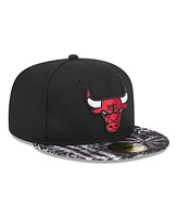 New Era Men's Black Chicago Bulls Coral Reef Visor 59FIFTY Fitted Hat