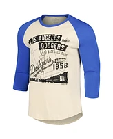 Majestic Men's Cream/Royal Los Angeles Dodgers Raglan 3/4-Sleeve T-Shirt