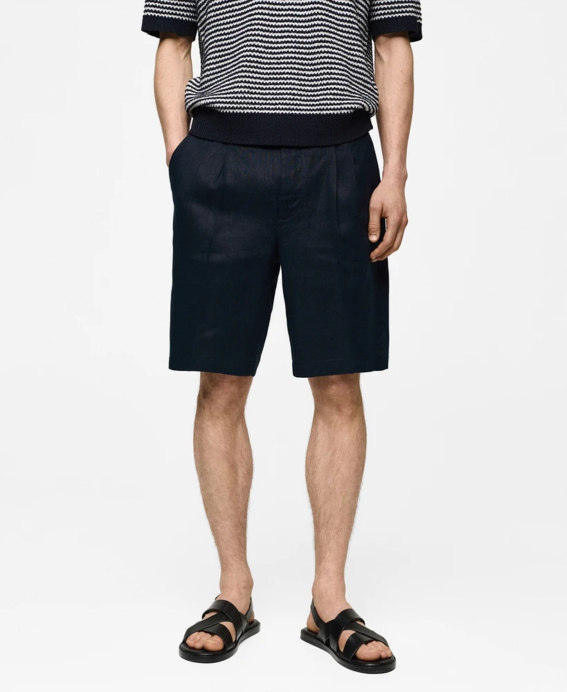 Mango Men's Linen Bermuda Shorts