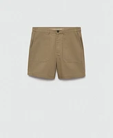 Mango Men's Herringbone Cotton Bermuda Shorts