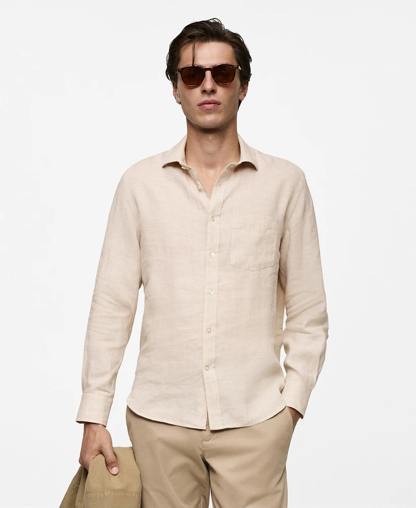 Mango Men's Linen Slim Fit Shirt