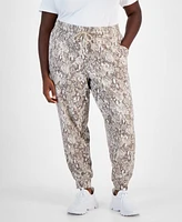 Id Ideology Plus Size Relaxed Animal-Print Fleece Jogger Sweatpants, Created for Macy's