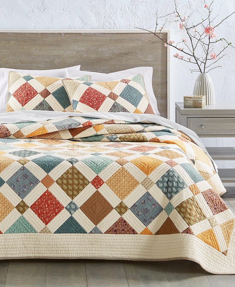 Charter Club Lattice Artisan Cotton Quilt, Full/Queen, Created for Macy's