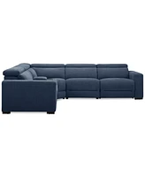Nevio 5-Pc. Fabric Power Headrest L-Shape Sectional and Console with Motion Chairs