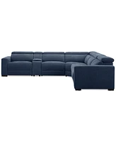Nevio 6-Pc. Fabric Power Headrest L-Shaped Sectional and Console with 2 Motion Chairs