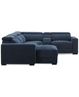 Nevio -Pc. Fabric Power Headrest Sectional and Chaise with 2 Motion Chairs