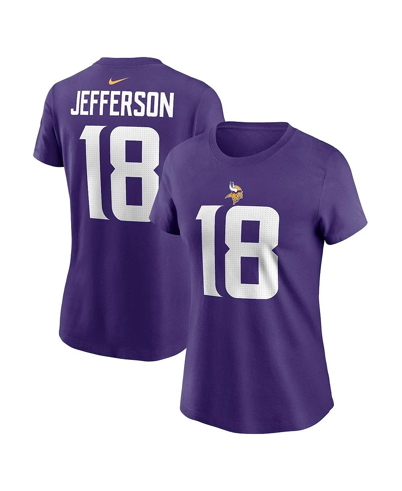 Nike Men's and Women's Justin Jefferson Purple Minnesota Vikings Player Name Number T-Shirt