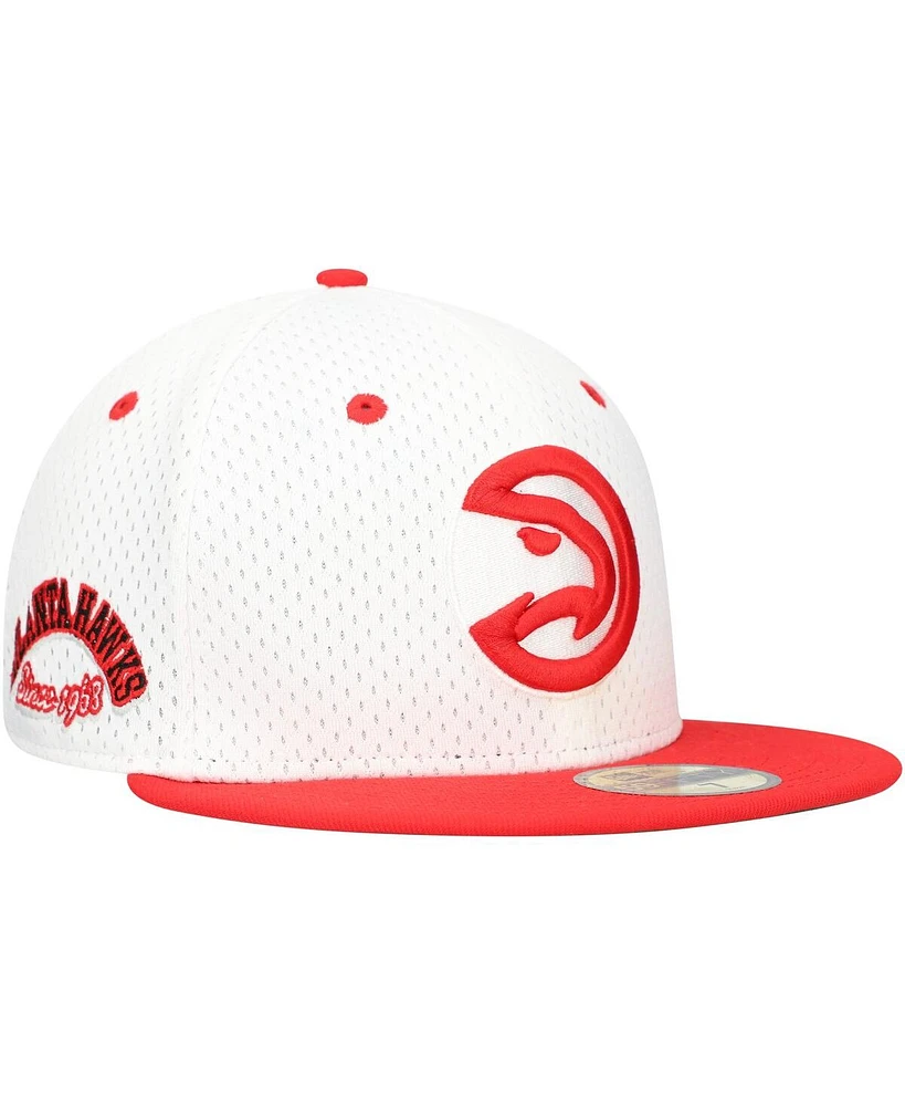 New Era Men's White/Red Atlanta Hawks Throwback 2Tone 59FIFTY Fitted Hat