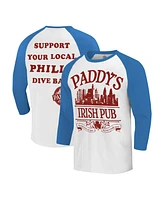 Ripple Junction Men's White/Royal It's Always Sunny Philadelphia Philly Dive Bar Raglan T-Shirt