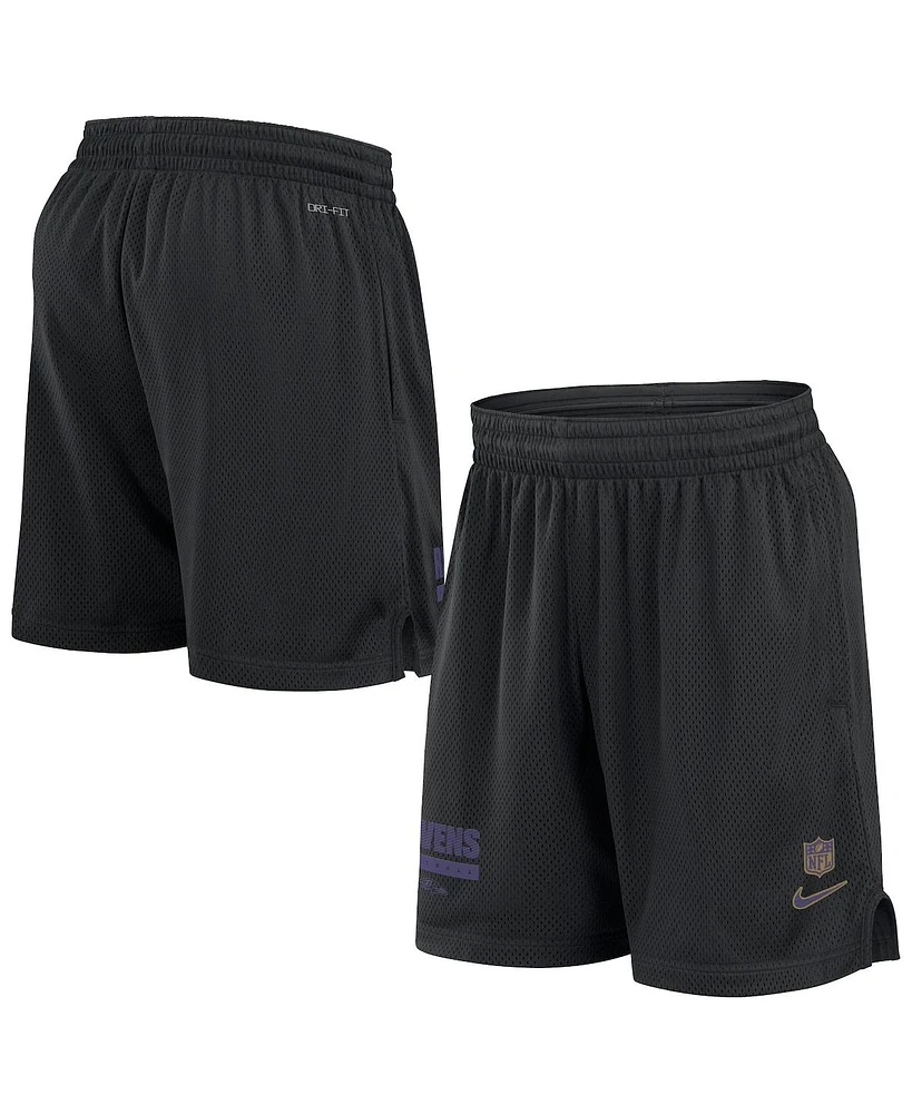 Nike Men's Black Baltimore Ravens 2024 Sideline Performance Mesh Shorts