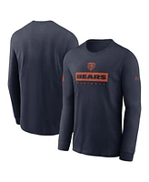 Nike Men's Navy Chicago Bears Sideline Performance Long Sleeve T-Shirt