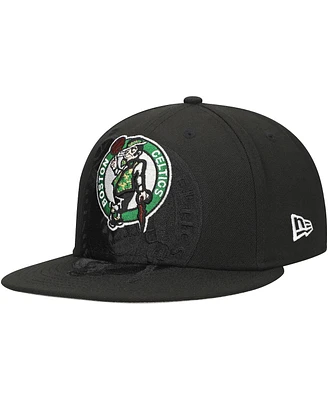 New Era Men's Black Boston Celtics Blackout Shadow Logo 59FIFTY Fitted Hat