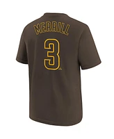 Nike Big Boys and Girls Jackson Merrill Brown San Diego Padres Player Name Number T-Shirt