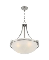 Regency Hill Mallot Brushed Nickel Silver Metal Pendant Chandelier 20" Wide Modern Frosted Glass Bowl Shade 4-Light Fixture for Dining Room House Foye