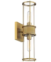 Possini Euro Design Miranda Modern Wall Light Sconce Warm Brass Gold Hardwired 4 1/2" 2