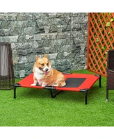 Streamdale Furniture 36" x 30" Elevated Cooling Summer Dog Cot Pet Bed With Mesh Ventilation - Red