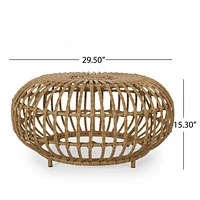 Streamdale Furniture Boho-Chic Handcrafted Faux Rattan Woven Coffee Table