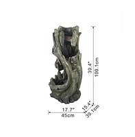 Streamdale Furniture Abstract Tree Trunk-Inspired Outdoor Fountain with Tranquil Water Sounds