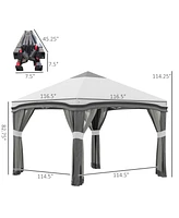 Simplie Fun 10' x 10' Pop Up Canopy Tent with Netting, Instant Tents for Parties, Height Adjustable, with Wheeled Carry Bag and 4 Sand Bags for Outdoo