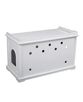 Streamdale Furniture Spacious White Mdf Cat Litter Box Enclosure with Privacy Door