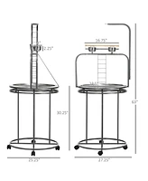 Streamdale Furniture 3-Ladder Bird Play Tower with Toys, Durable Finish and Rolling Wheels