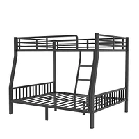 Streamdale Furniture Full Xl Over Queen Metal Bunk Bed with Ladder and Slats Support for Adults Teens, Black