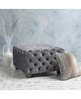 Simplie Fun Modern Velvet Glam Ottoman with Diamond Stitching