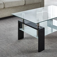 Streamdale Furniture Modern Glass Coffee Table with Spacious Storage and Tempered Glass Design