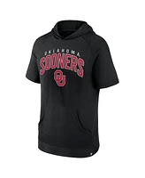 Fanatics Men's Black Oklahoma Sooners Double Arch Raglan Short Sleeve Hoodie T-Shirt