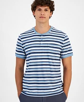 Sun + Stone Men's Buddy Short Sleeve Striped Henley Shirt, Created for Macy's