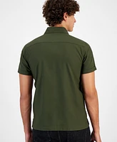 Sun + Stone Men's Samuel Short Sleeve Snap-Front Zip-Pocket Shirt, Created for Macy's