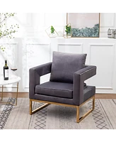 Simplie Fun Contemporary Upholstered Accent Arm Chair, Gray