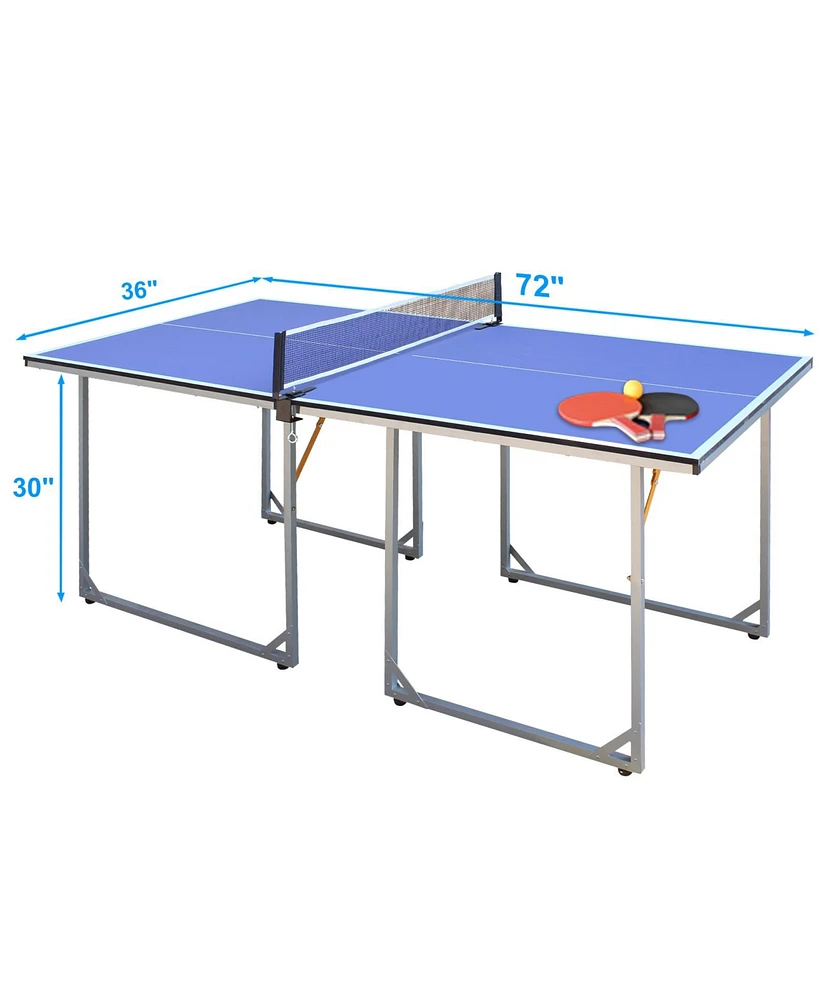 Simplie Fun Foldable Ping Pong Table Complete Set, Mid-Size 6'x3'